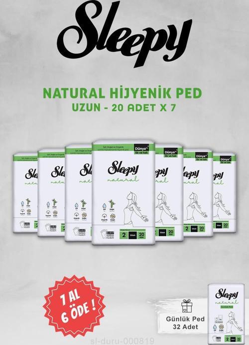 Natural Hijyenik Ped Uzun 20 Adet ve Günlük Ped Uzun 32 Adet