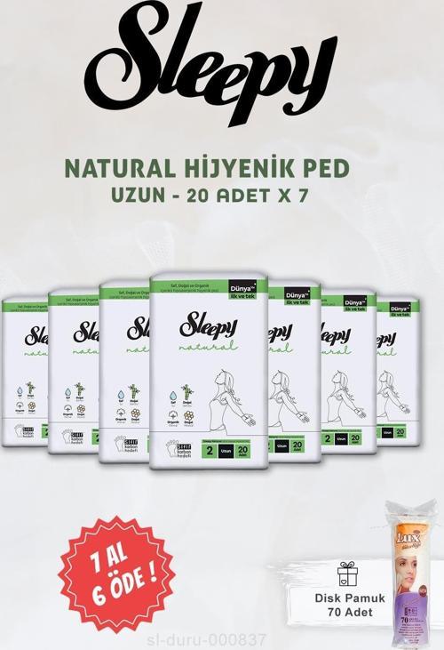 Natural Ultra Hassas Hijyenik Ped Uzun 20 Adet ve Disk Pamuk