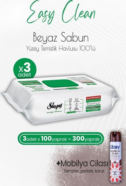 Easy Clean Yüzey Temizlik Havlusu 100' lü x 3 Adet ve Mobilya Cilası Sandalağacı