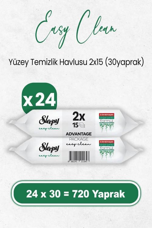 Easy Clean Yüzey Temizlik Havlusu 2x15 x 24 Adet (720 Yaprak)