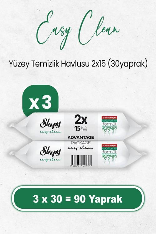 Easy Clean Yüzey Temizlik Havlusu 2x15 x 3 Adet (90 Yaprak)