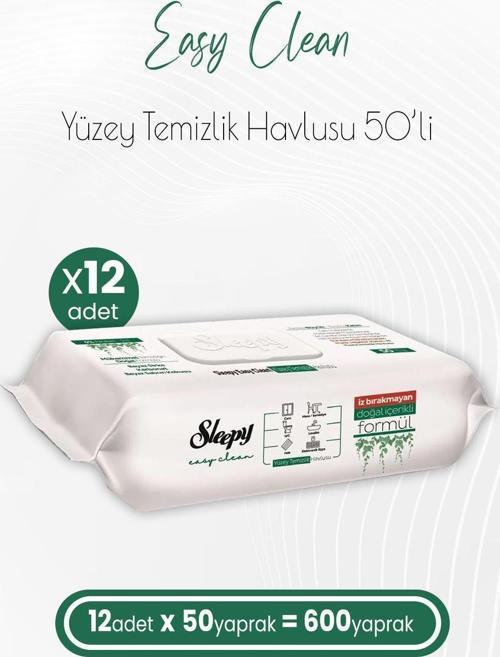 Easy Clean Yüzey Temizlik Havlusu 50 x 12 Adet (600 Yaprak)