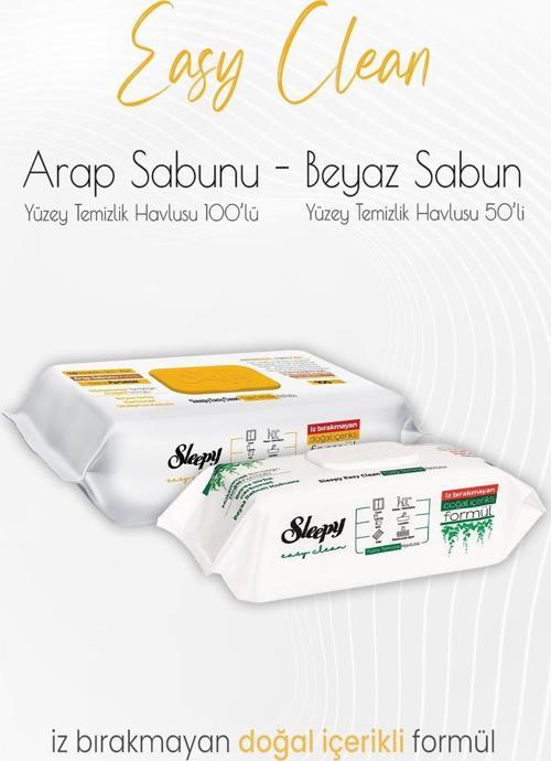 Easy Clean Yüzey Temizlik Havlusu 50'li ve Arap Sabunu Katkılı 100' lü