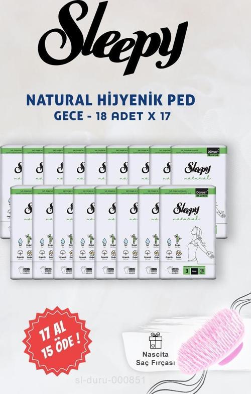 Natural Ultra Hijyenik Ped Gece 18 li ve Saç Fırçası