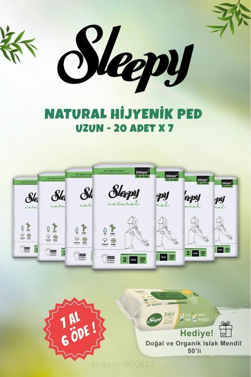 Natural Uzun Ultra Hijyenik Ped 20 Adet ve Organik Islak Mendil 50 li
