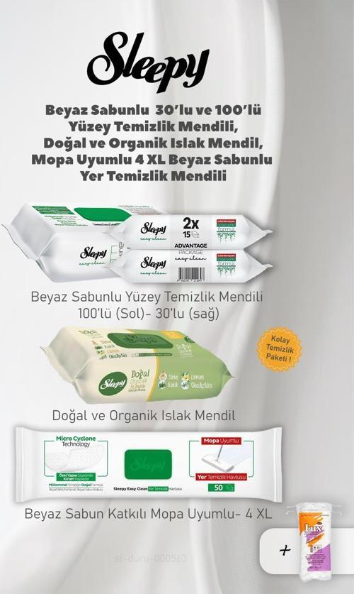 Mopa Uyumlu 4XL, Doğal Islak Mendil, Yüzey Temizlik Mendilleri ve Pamuk