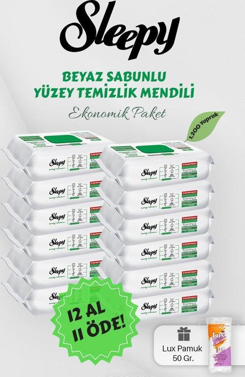 100' lü Beyaz Sabunlu Yüzey Havlusu Hediyeli