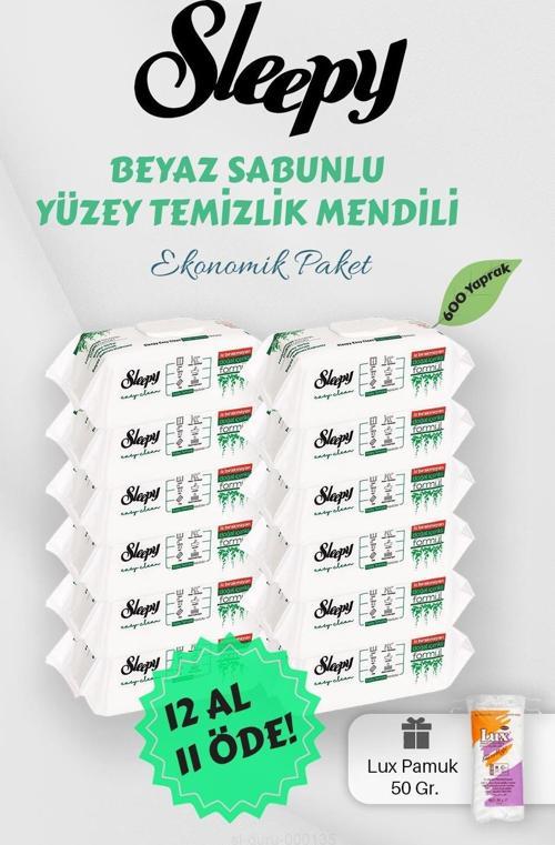 50' li Beyaz Sabunlu Yüzey Havlusu Hediyeli