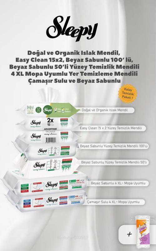 Yüzey Temizlik Havlu Seti 5 Paket ve Organik Mendil, Hediye 50 Gram Pamuk
