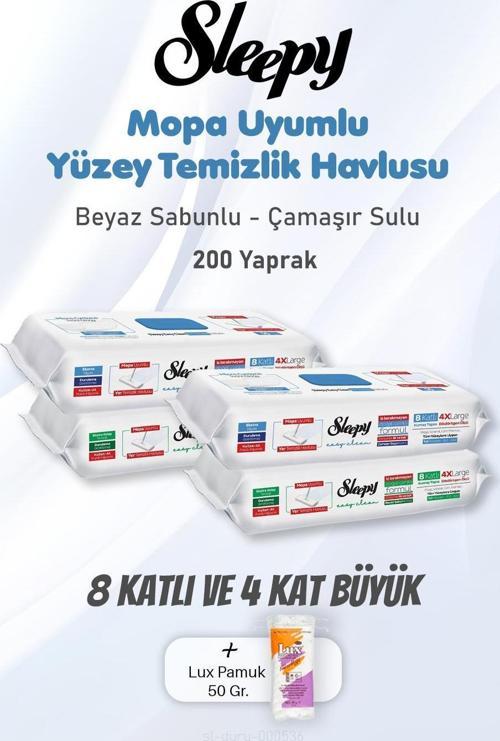 Yüzey Temizlik Havlusu 8 Katlı 4 X Large 200 Yaprak ve Pamuk