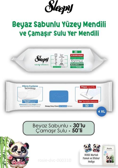 Beyaz Sabunlu 30'lu, Çamaşır Sulu 50'li Yüzey Temizlik Havlusu ve ROSIE