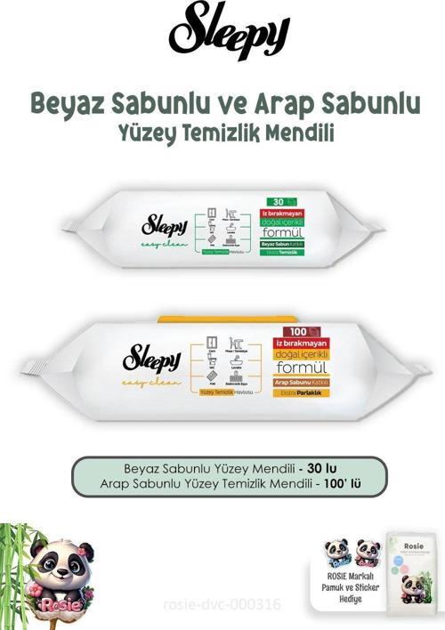 Beyaz Sabunlu Yüzey Temizlik Havlusu 30'lu, Arap Sabunlu 100'lü ve ROSIE
