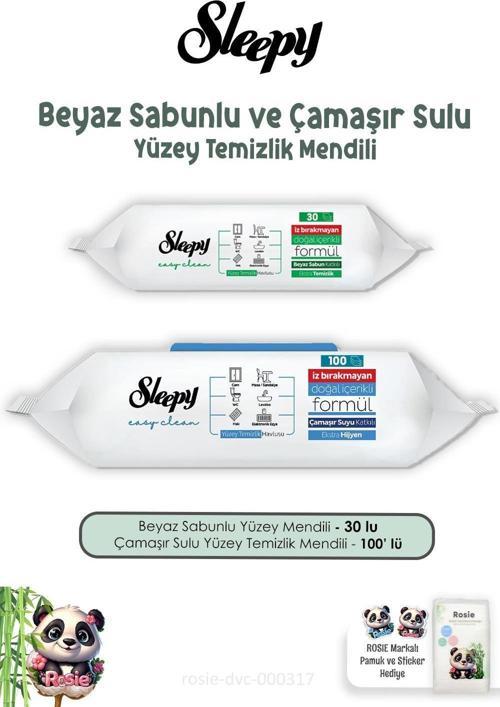 Beyaz Sabunlu Yüzey Temizlik Havlusu 30'lu, Çamaşır Sulu 100'lü ve ROSIE