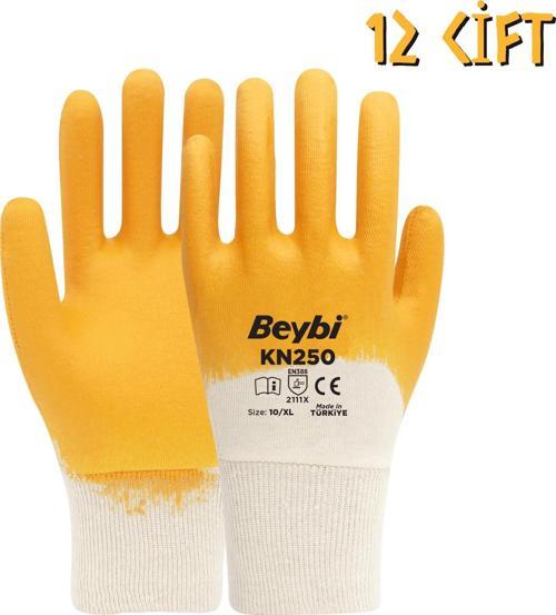 Pamuk-Nitril 3/4 Kaplama İş Eldiveni KN250 No: 10 - 12 Çift