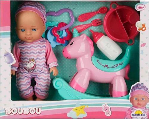 Boubou Bebek ve Sallanan Atı Oyun Seti 30 cm -Sunman