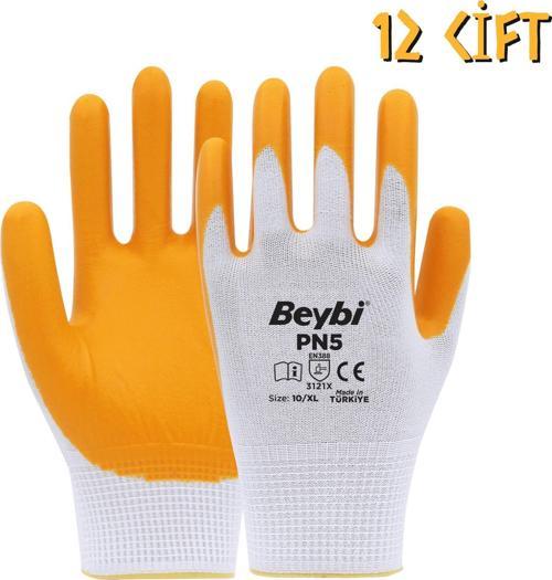 Polyester-Nitril İş Eldiveni PN5 No: 10 Sarı - 12 Çift
