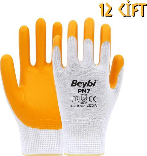 Polyester-Nitril İş Eldiveni PN7 No: 10 SARI - 12 Çift
