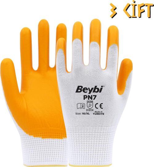 Polyester-Nitril İş Eldiveni PN7 No: 10 SARI - 3 Çift