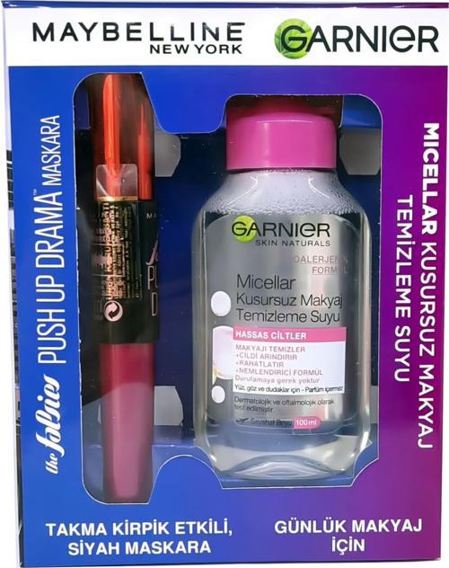 Maybelline Maskara Falsies Push Up Drama Yoğun Siyah + Garnier Micellar 100 Ml