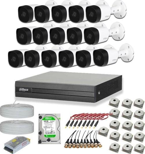 2mp 16 kameralı Dış ortam AHD HD-CVI Full Kamera Seti 4TB Disk