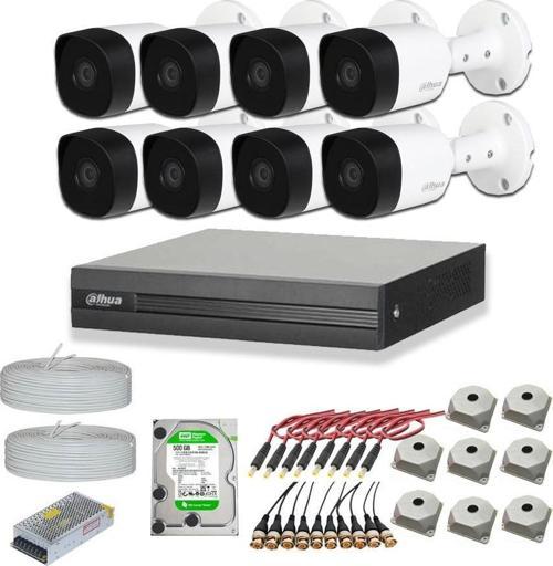 2mp 8 kameralı Dış ortam AHD HD-CVI Full Kamera Seti 2TB Disk