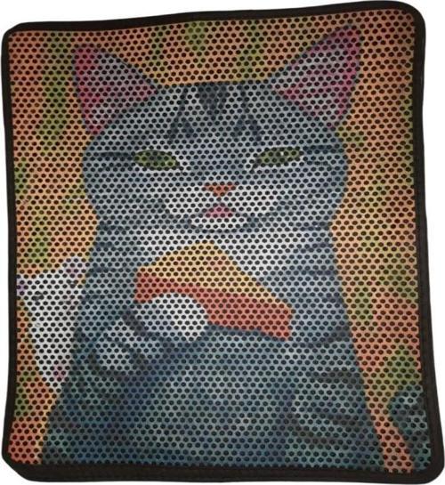 Büyük Elekli Çift Katlı Kedi Kumu Paspası 75X59 cm Desenli No:10