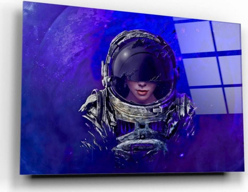 Kadın Astronot Cam Tablo | Hediyelik, Dekoratif, Ofis, Mutfak
