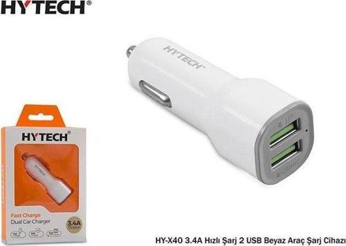HY-X40 3.4A Hızlı Şarj 2 USB Beyaz Araç Şarj Cihazı