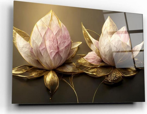 Lotus Çiçek Cam Tablo | Hediyelik, Dekoratif, Ofis, Mutfak