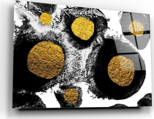 Gold Soyut Cam Tablo | Hediyelik, Dekoratif, Ofis, Mutfak