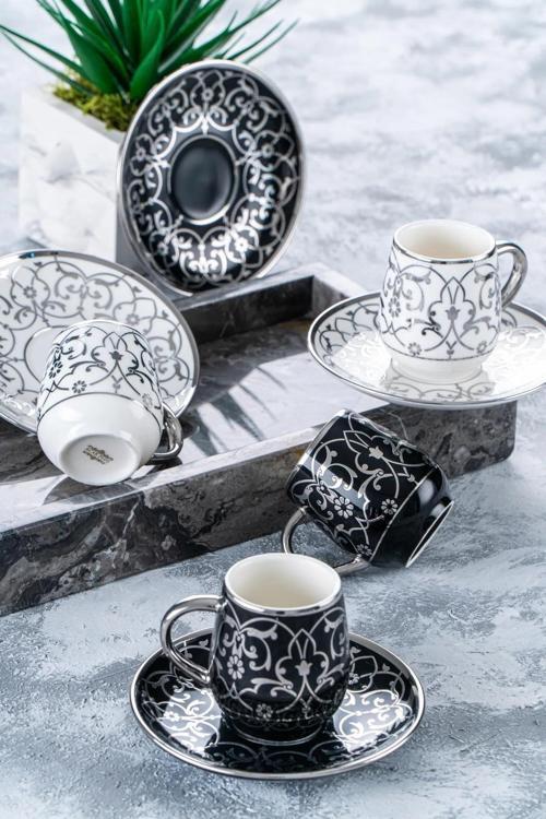 Grace Silver 6 Kişilik Porselen Kahve Fincanı Takımı 05094