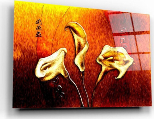 Çiçek Cam Tablo | Hediyelik, Dekoratif, Ofis, Mutfak