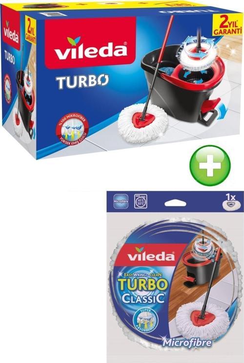 Turbo Pedallı Temizlik Seti + Vileda Turbo Yedek Mop Paspas Ucu