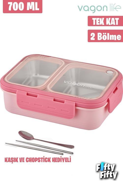 Lunch Box 700 ML Tek Kat İki Bölmeli Metal Kaşıklı Yeni Nesil Sefer Tası-FFLBOX7096