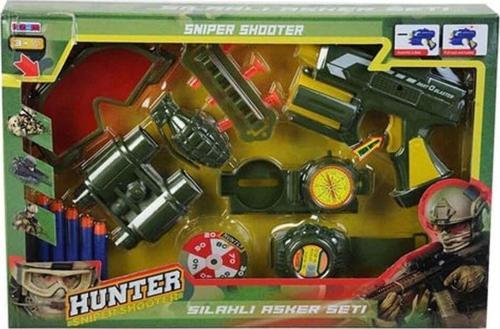 16 Parça Sünger Mermili Tabancalı Gözlüklü Oyuncak Asker Seti Hunter Silahlı Asker Set