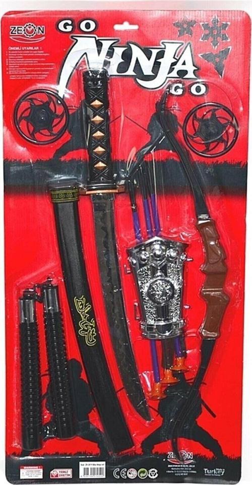 Dövüşçü Ninja Kılıç Seti, Kılıç, Kın, Bıçak, Nunçako Ve Ninja Yıldızları - 8 Parça
