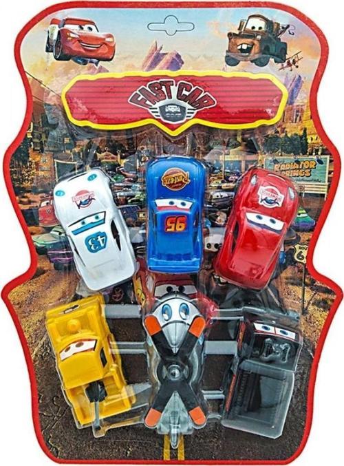 Şimşek Mcqueen 6 Lı Plastik Hızlı Araba Seti