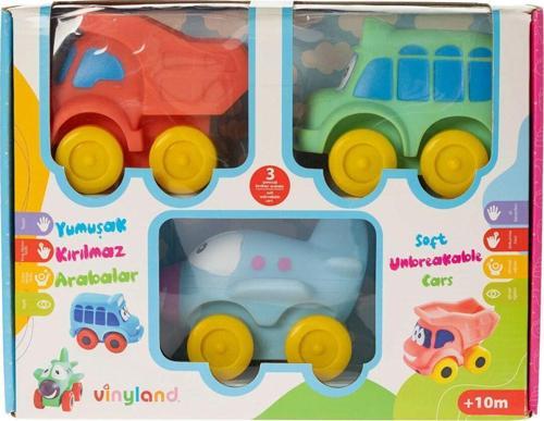 Renkli Canlı Yumuşak Kırılmaz Tonton Arabalar 3 Lü Set