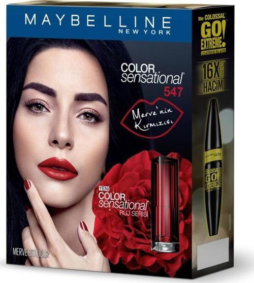 Maybelline Merve Boluğur Set Go Extreme Maskara+Kajal+547 Ruj