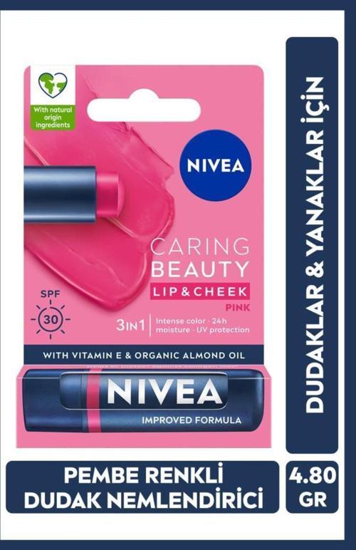Renkli Dudak Bakım Kremi,pembe,4,8gr,nemlendirme,spf30,doğal Yağlar,e Vitamini,dudak Ve Yanak Için
