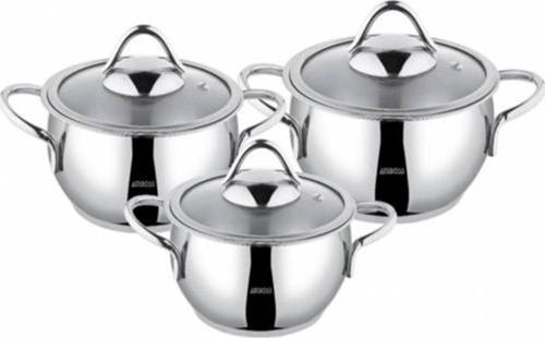 Stone 6 pr. Mini Derin Tencere Set Cam Kapak