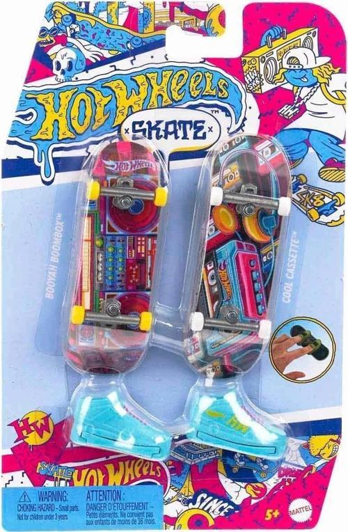 HXL17 Hot Wheels Skate Retro Temalı İkili Parmak Kaykay ve Ayakkabı Paketi