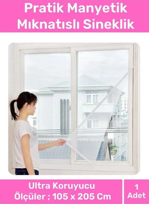 Deluxe Pencere Balkon Dükkan Cam Pratik Manyetik Mıknatıslı Siyah Kapı Sinekliği Tülü 105x205 Cm
