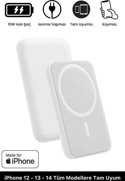 iPhone 12 13 14 15 Tam Uyumlu Magsafe Battery Pack Powerbank Kablosuz Wireless Batarya Şarj Aleti