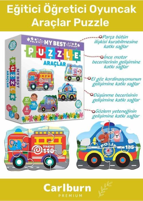 Özel Üretim 37 Parça 8 Araçlı Okul Öncesi Oyuncak Eğitici Öğretici Oyuncak Araçlar Puzzle