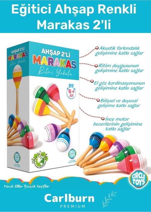 Özel Üretim Zeka Geliştirici Eğitici Kişisel Gelişim Çocuk Ahşap Renkli Marakas 2'li