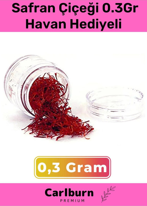 Premium Organik Özenle Toplanmış Dikkatle Ayrıştırılmış Safran Çiçeği 3 Gr - Havan Hediyeli
