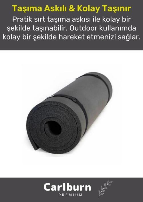 Premium Su Geçirmez Konforlu Taşıma Askılı Çift Taraflı Zemin Çadır Uyku Kamp Matı Yer Minderi 10mm