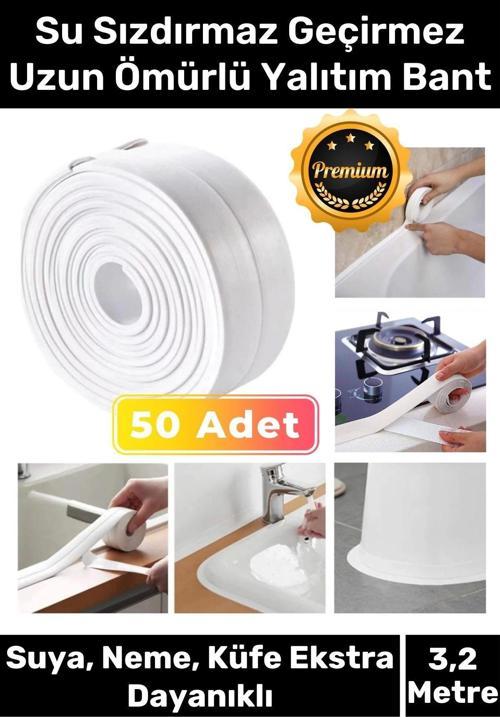 Premium Su Geçirmez Sızdırmaz Dayanıklı Lavabo Pvc Kenar Küf Önleyici 3.2m 50 Adet İzolasyon Bant