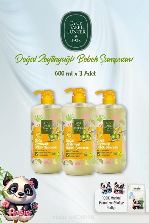 Doğal Zeytinyağlı Bebek Şampuanı 600 ml 3 Adet ve ROSIE Pamuk
